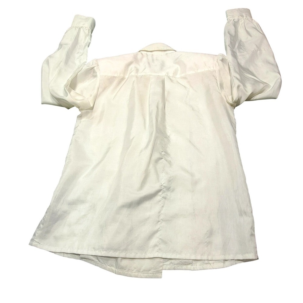 Nicola Vintage Cream Eyelet Embroidered Side Button Blouse Sz 6 Long Sleeve - Picture 2 of 8